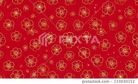 Seamless red and gold vintage floral pattern Seamless red and gold vintage floral pattern 133030152