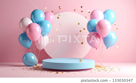 Colorful party decorations with balloons to celebrate the fun festival. Colorful party decorations with balloons to celebrate the fun festival. 133030347