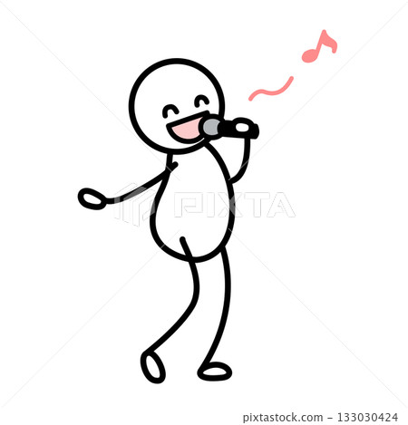 微笑的人拿著麥克風唱歌 133030424