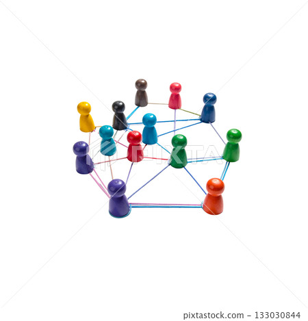 Abstract 3D circle of people connected for communication on social network on white background. Abstract 3D circle of people connected for communication on social network on white background. 133030844