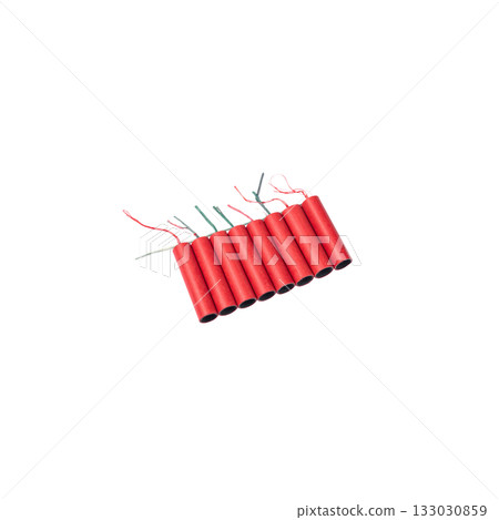 Explosion is a dangerous red object isolated on white background. 133030859