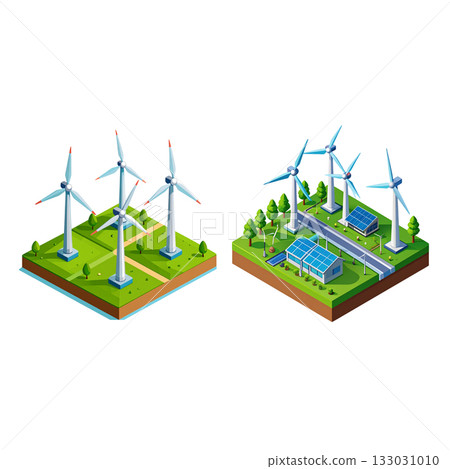 Architecture: Isometric 3D model of a real estate house with solar panels in an urban environment construction plan. 133031010