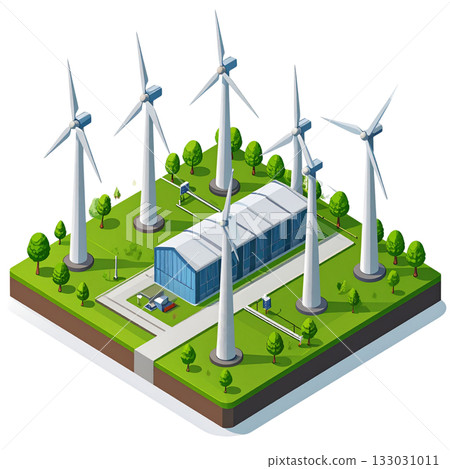 Architecture: Isometric 3D model of a real estate house with solar panels in an urban environment construction plan. 133031011