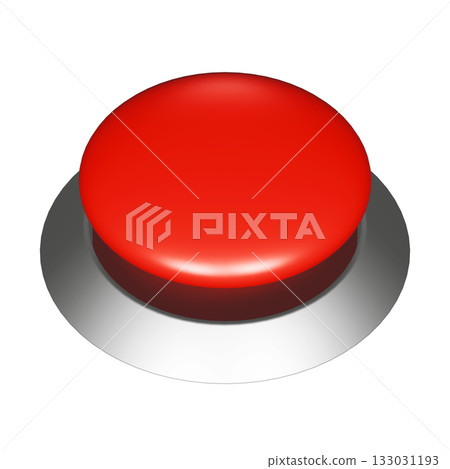 一個普通圓形按鈕的3DCG圖示。透明紅色開關材料 一個普通圓形按鈕的3DCG圖示。透明紅色開關材料 133031193