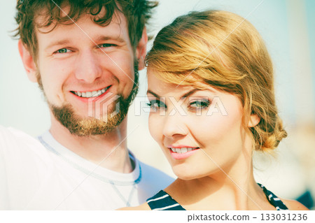 Happy loving couple portrait outdoor 133031236