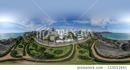 Highway of the Costa Verde, at the height of the district of Barranco. 360 view Highway of the Costa Verde, at the height of the district of Barranco. 360 view 133031641