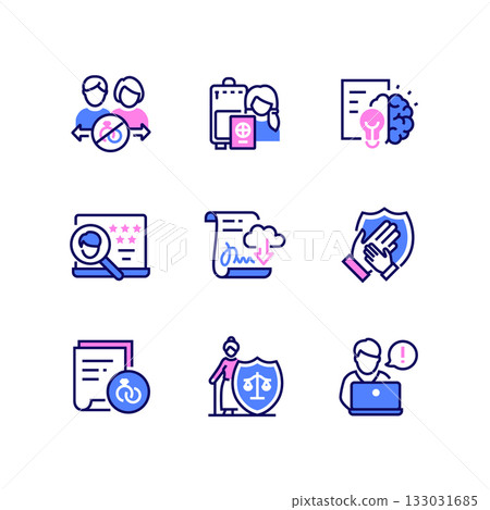 Legal services - set of line design style icons Legal services - set of line design style icons 133031685