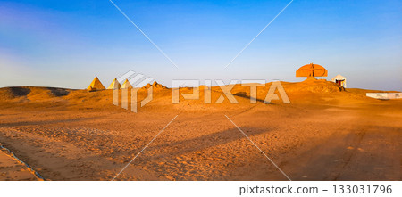 Egyptian statue, a figure on the beach in Marsa Alam, on the territory of the Hilton Hotel, 2024 April, spring Egyptian statue, a figure on the beach in Marsa Alam, on the territory of the Hilton Hotel, 2024 April, spring 133031796