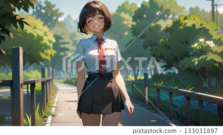 School girls going to school 133031897