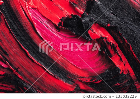 Whirls of Black Ink and Vibrant Crimson Create a Captivating Visual Experience Generative AI 133032229