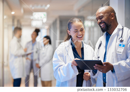 Doctors teamwork on tablet for hospital research management, employees workflow or software clinic solution. Healthcare people on digital tech for medical team analysis, results or problem solving Doctors teamwork on tablet for hospital research management, employees workflow or software clinic solution. Healthcare people on digital tech for medical team analysis, results or problem solving 133032706