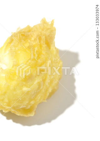 Egg tempura photographed alone on a white background Egg tempura photographed alone on a white background 133033974