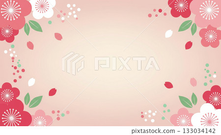 淡粉紅色梅花邊框背景（適用於春季、慶祝活動和賀卡設計） 133034142