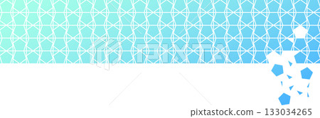 一面橫幅,呈藍色和淺藍色漸變色,上面有五邊形和三角形的碎片。 一面橫幅,呈藍色和淺藍色漸變色,上面有五邊形和三角形的碎片。 133034265