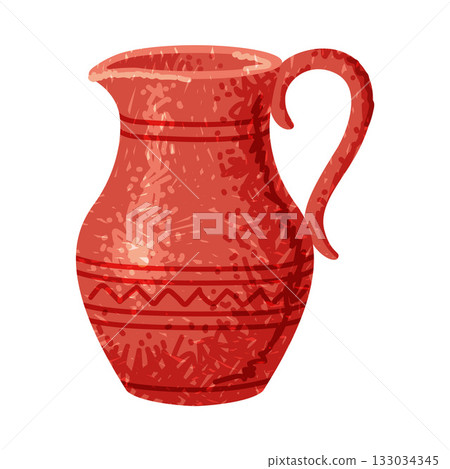 Brown Jug as Pottery and Ceramic Tableware and Crockery Vector Illustration 133034345