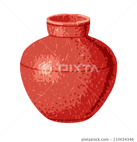 Brown Vase as Pottery and Ceramic Tableware and Crockery Vector Illustration Brown Vase as Pottery and Ceramic Tableware and Crockery Vector Illustration 133034346