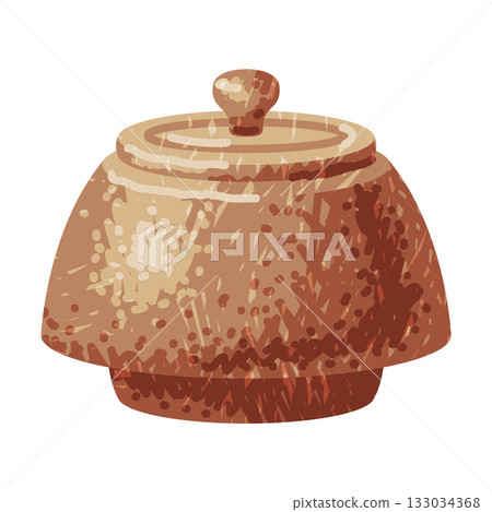 Brown Pot with Lid as Pottery and Ceramic Tableware and Crockery Vector Illustration Brown Pot with Lid as Pottery and Ceramic Tableware and Crockery Vector Illustration 133034368