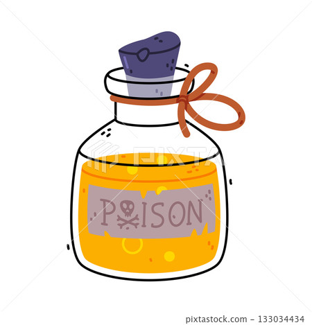 Potion Bottle and Glass Flask with Cork Vector Illustration Potion Bottle and Glass Flask with Cork Vector Illustration 133034434