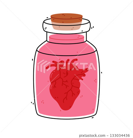 Potion Bottle and Glass Flask with Cork Vector Illustration 133034436