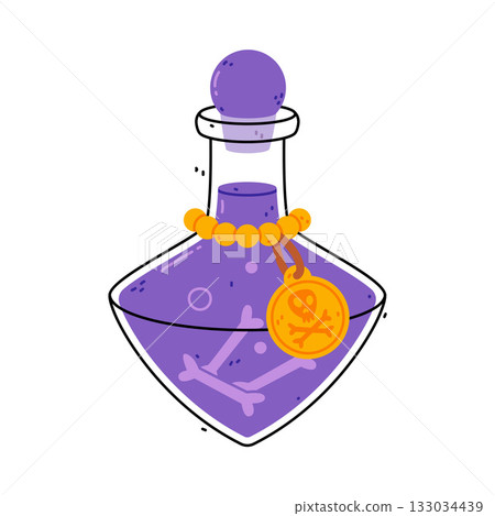 Potion Bottle and Glass Flask with Cork Vector Illustration 133034439