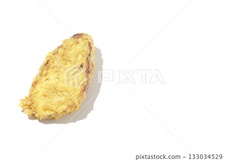 Sweet potato tempura photographed alone on a white background 133034529