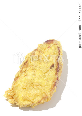 Sweet potato tempura photographed alone on a white background 133034538