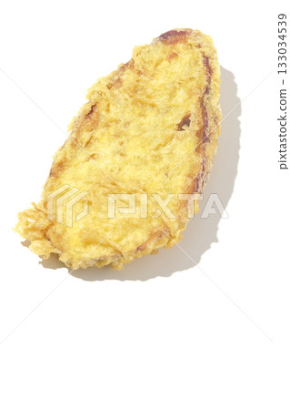 Sweet potato tempura photographed alone on a white background 133034539