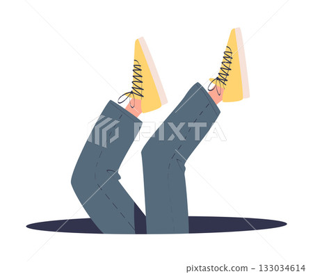 Man Character Jumping Through Portal Enter Hole Vector Illustration 133034614