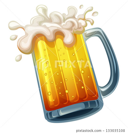pint beer glass full filled golden brew 133035108