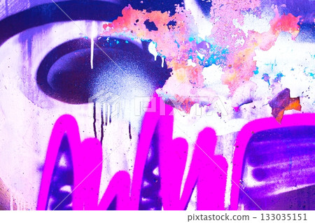 Vibrant Graffiti Art with Neon Pink Purple Splash for Urban 90s Vibe Vibrant Graffiti Art with Neon Pink Purple Splash for Urban 90s Vibe 133035151