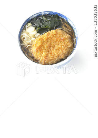 Kakesoba noodles with croquettes on a white background 133035632