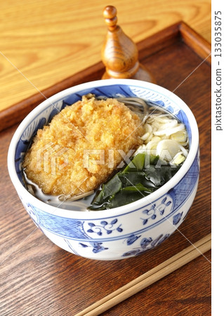 Soba noodles topped with croquettes Soba noodles topped with croquettes 133035875