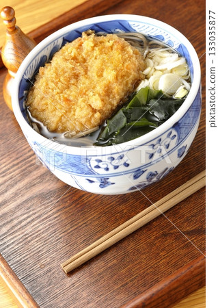 Soba noodles topped with croquettes Soba noodles topped with croquettes 133035877