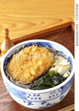 Soba noodles topped with croquettes Soba noodles topped with croquettes 133035880