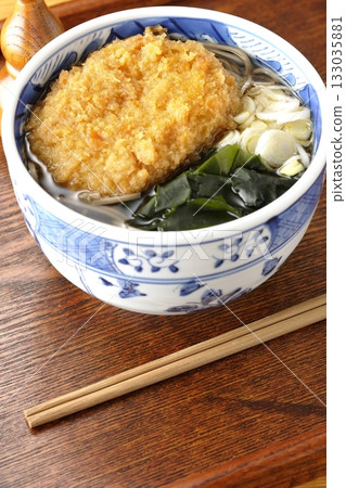 Soba noodles topped with croquettes Soba noodles topped with croquettes 133035881