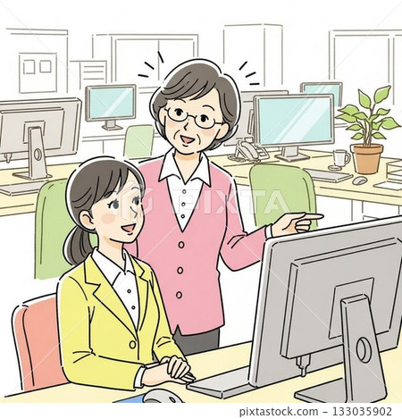在辦公室工作的婦女 在辦公室工作的婦女 133035902