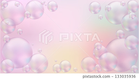 3d Pink Soap Bubbles background. Shampoo Soap foam texture or shampoo surface for for product demonstration or cosmetic advertising, invitation template. Vector illustration. 3d Pink Soap Bubbles background. Shampoo Soap foam texture or shampoo surface for for product demonstration or cosmetic advertising, invitation template. Vector illustration. 133035936
