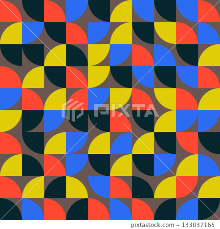 Retro geometric abstract pattern in warm tones 133037165