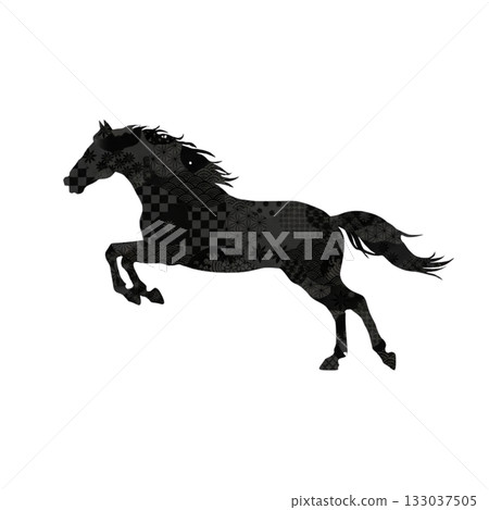 黑色日式躍馬圖案:時尚現代的日式設計布料 黑色日式躍馬圖案:時尚現代的日式設計布料 133037505
