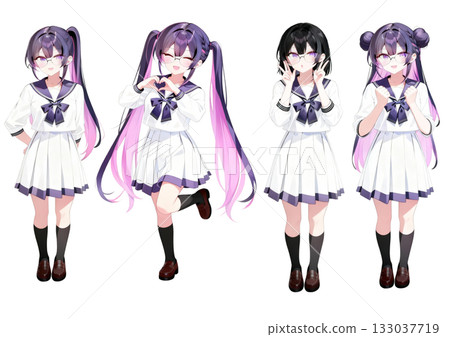 穿著水手服的可愛女孩插圖 133037719