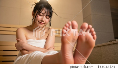 Woman in a sauna room 133038124