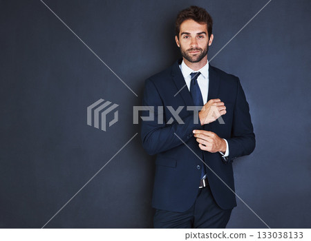 Portrait, mockup and a formal business man in studio on a blue background for corporate fashion on mock up space. Success, professional and confident young male employee in a suit for executive style Portrait, mockup and a formal business man in studio on a blue background for corporate fashion on mock up space. Success, professional and confident young male employee in a suit for executive style 133038133