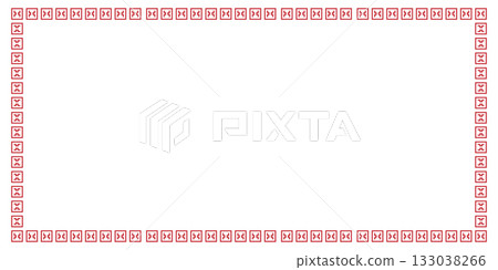 Decorative Red Border Pattern. Traditional Geometric Design Frame Outline. Cultural Ornamentation, Graphic Design Element. Editable Stroke. Isolated Vector Illustration 133038266