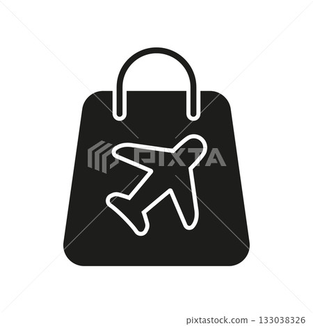 Shopping Bag With Airplane Solid Icon. Travel Retail, Duty-Free Shopping, And Aviation Merchandise Silhouette Symbol. Flight Shopping Experience. Isolated Vector Illustration Shopping Bag With Airplane Solid Icon. Travel Retail, Duty-Free Shopping, And Aviation Merchandise Silhouette Symbol. Flight Shopping Experience. Isolated Vector Illustration 133038326