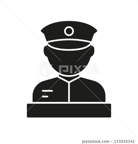 Police Officer Silhouette Icon. Law Enforcement, Security Personnel, And Authority Representation Symbol. Professional Role And Public Safety Illustration. Isolated Vector Illustration 133038342