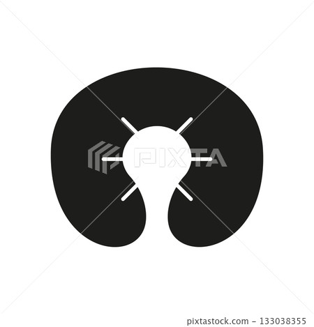 Orthopedic Neck Pillow Solid Icon. Tailbone Pain Relief And Comfort Cushion Silhouette Symbol. Ergonomic Support Pillow For Seating. Isolated Vector Illustration 133038355