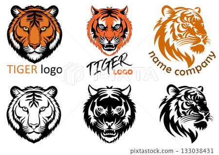 tiger logo creative and original for your business or company logotype cartoon stock color and black and white vector illustration 133038431