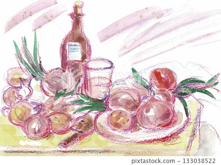 Vegetables, fruits and wine on the table Vegetables, fruits and wine on the table 133038522