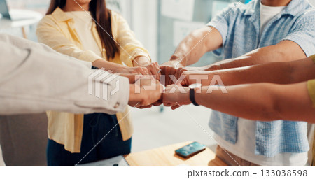 Business, hands or people with fist bump in group for team building, office community or unity. Circle, creative employees and collaboration in meeting with company solidarity, support and synergy Business, hands or people with fist bump in group for team building, office community or unity. Circle, creative employees and collaboration in meeting with company solidarity, support and synergy 133038598