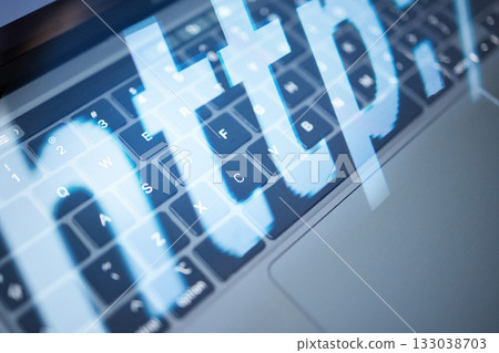 Keyboard, laptop and website HTTP URL for cyber security, digital application protocol or night search. IoT computer system of link text for safe web browsing, research or online query on information Keyboard, laptop and website HTTP URL for cyber security, digital application protocol or night search. IoT computer system of link text for safe web browsing, research or online query on information 133038703